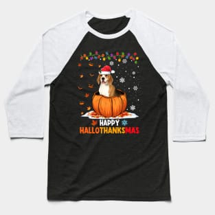 Beagle On Pumpkin Happy Hallothanksmas Baseball T-Shirt